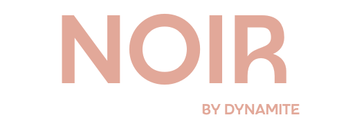 Brand name 'NOIR by Dynamite' in pink on a white background